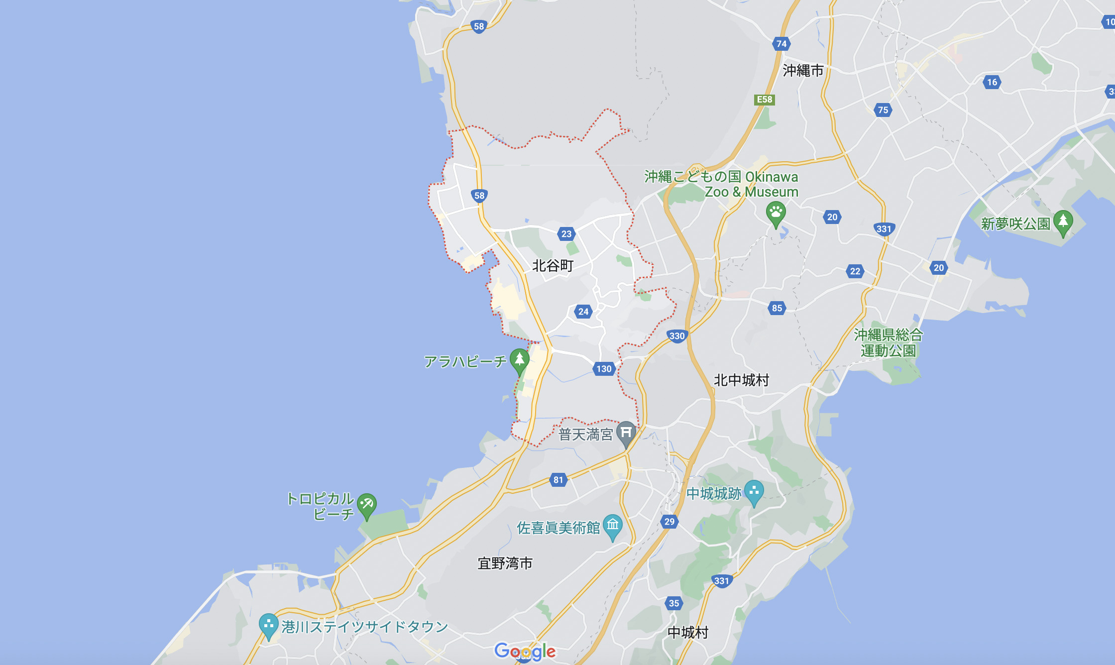 北谷町　地図